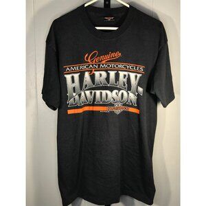 Vintage Harley Davidson Motorcycles Twin Cities Shirt Single Stitch Black 90s XL